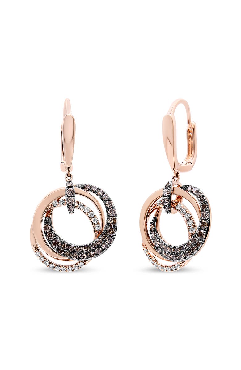 Haus of Brilliance 14K Rose Gold 1.00 Cttw Diamond Hoops and Circle Dangle Earrings, Main, color, Pink