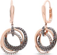 Haus of Brilliance 14K Rose Gold 1.00 Cttw Diamond Hoops and Circle Dangle Earrings
