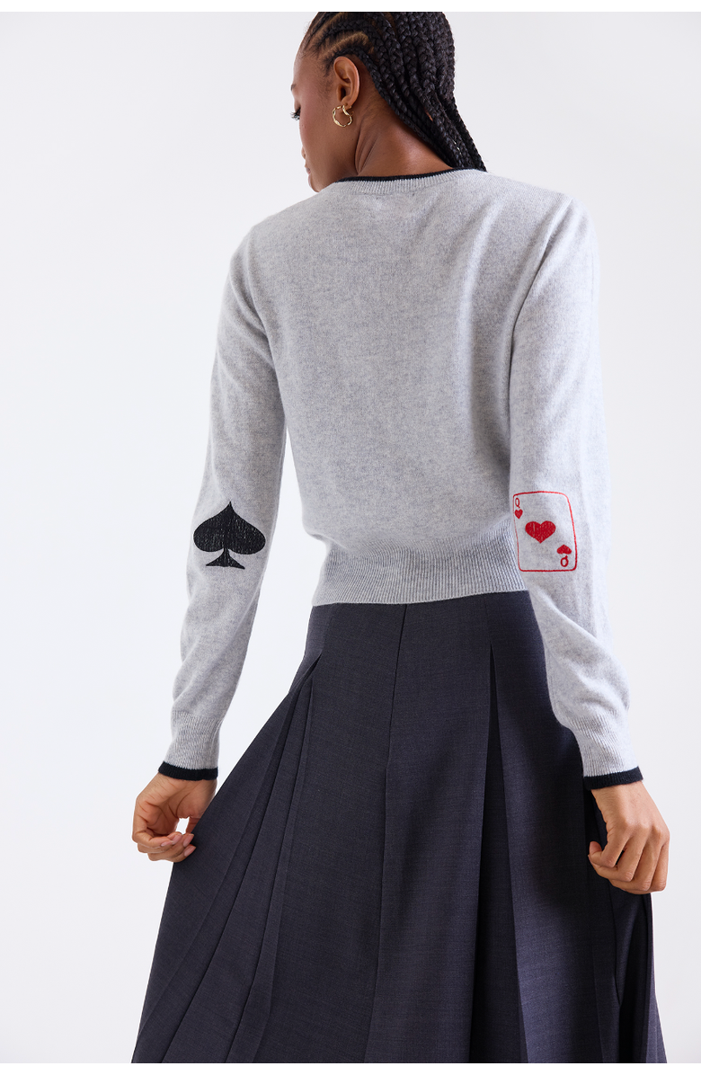 Brodie Pure Cashmere Hearts Crew Neck 100% Cashmere Sweater, Alternate, color, Super Grey