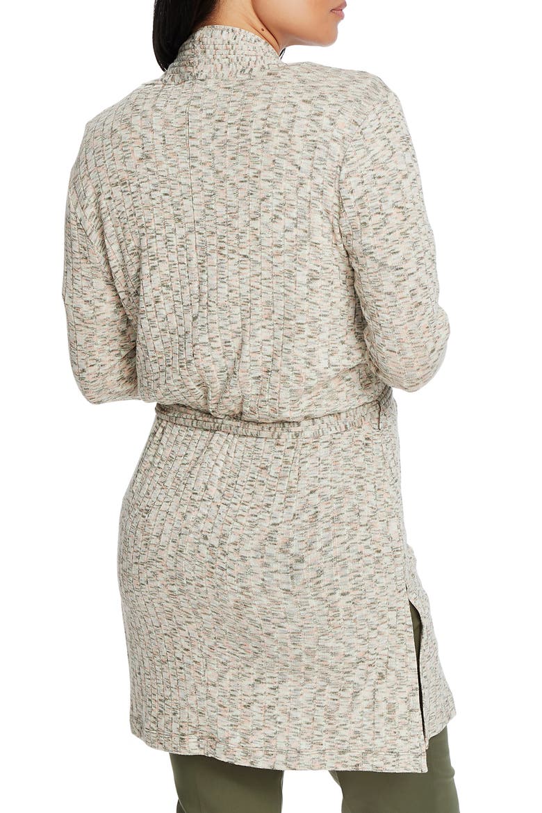 Jaspé Ribbed Belted Long Cardigan, Alternate, color, EXOTIC PALM