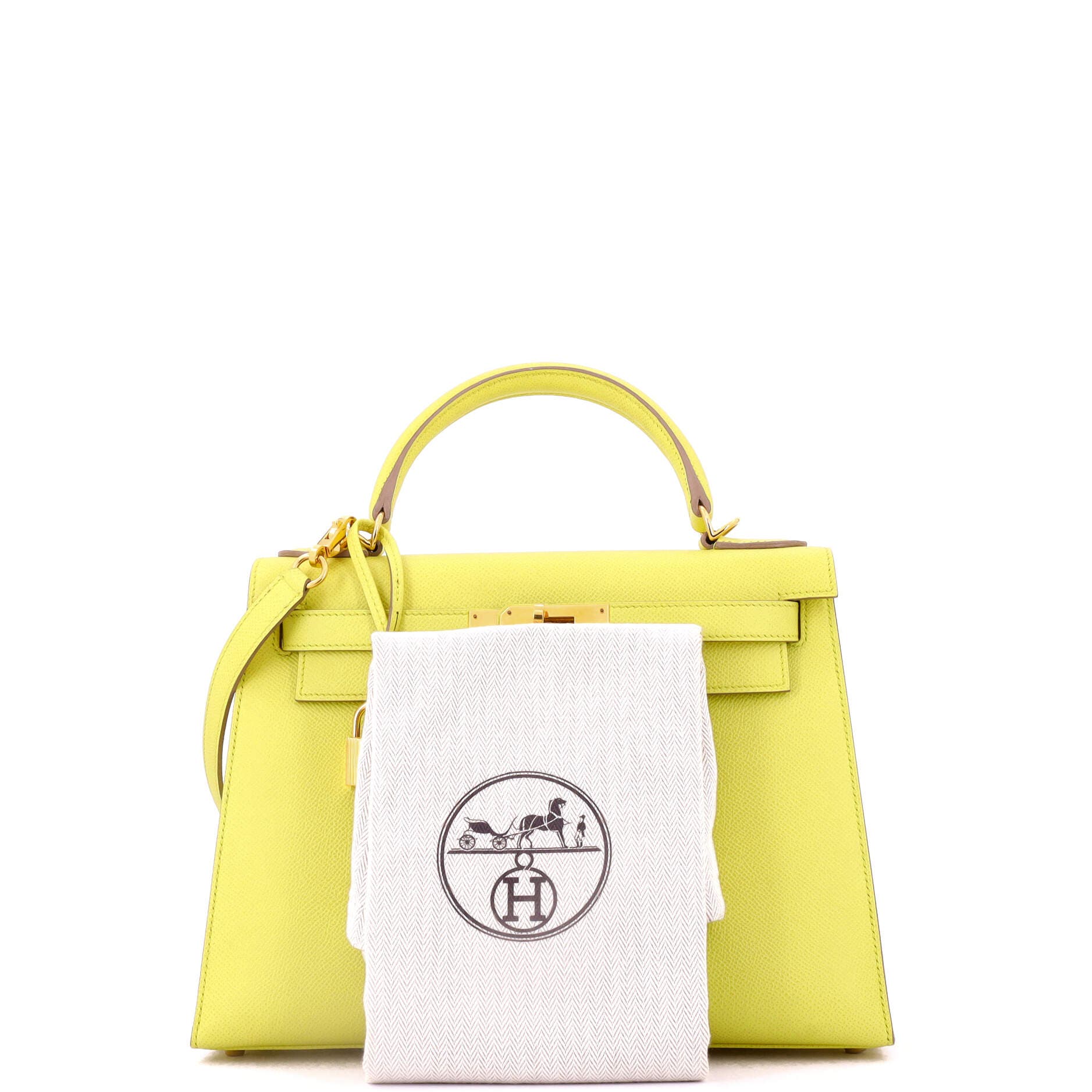Pre-Owned Hermes Kelly Handbag Yellow Epsom with Gold Hardware 28, Alternate, color, 