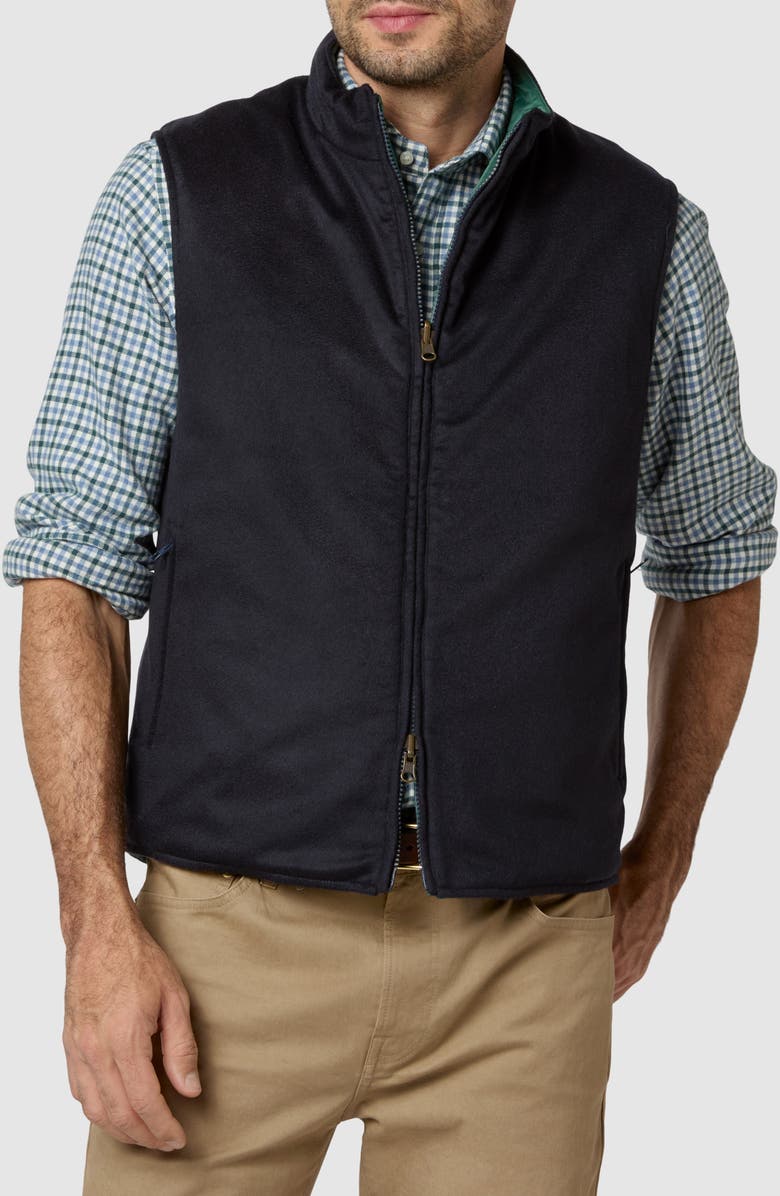 Sid Mashburn Cashpad Reversible Cashmere Flannel & Nylon Vest, Alternate, color, Hunter Nylon/Navy Cashmere Flannel