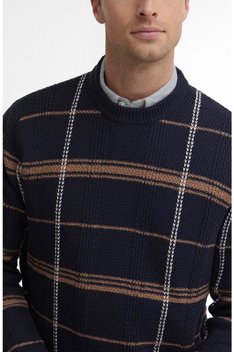 Fasey Cable Tartan Crewneck Sweater, Alternate, color, NAVY