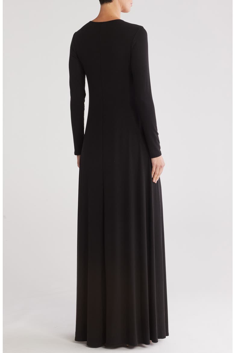 Long Sleeve Maxi Dress, Alternate, color, BLACK RIB