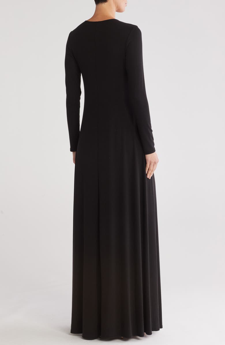 GO COUTURE Long Sleeve Maxi Dress, Alternate, color, Black Rib