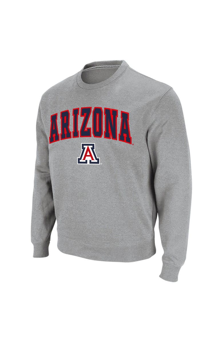 COLOSSEUM Men's Colosseum Heather Gray Arizona Wildcats Arch & Logo Crew Neck Sweatshirt, Main, color, Heather Gray