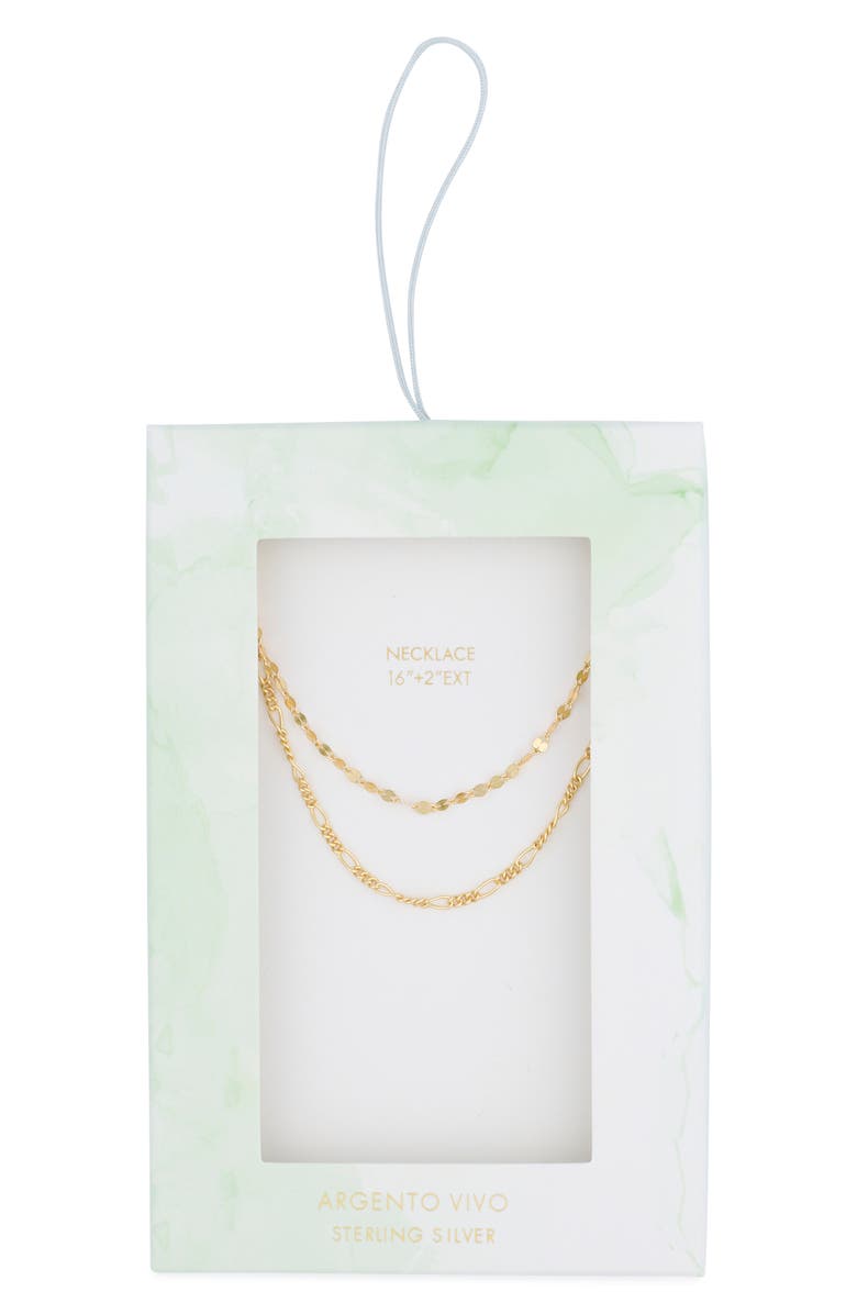 Argento Vivo Sterling Silver Double Layered Chain Necklace, Main, color, Gold