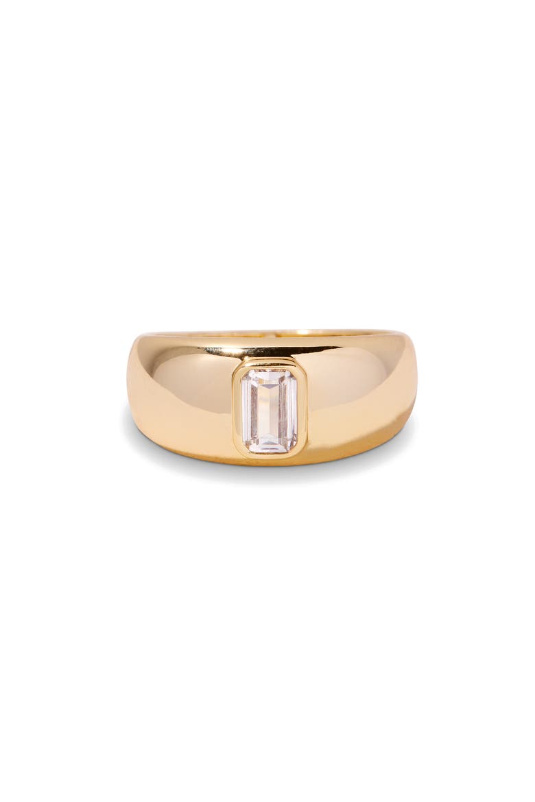 Carter Baguette Cut Cubic Zirconia Dome Ring, Alternate, color, GOLD