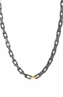 Mixed Metal Diamond Accent Link Chain Necklace
