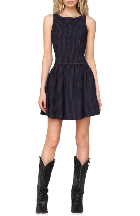 Drop Waist Boat Neck Minidress