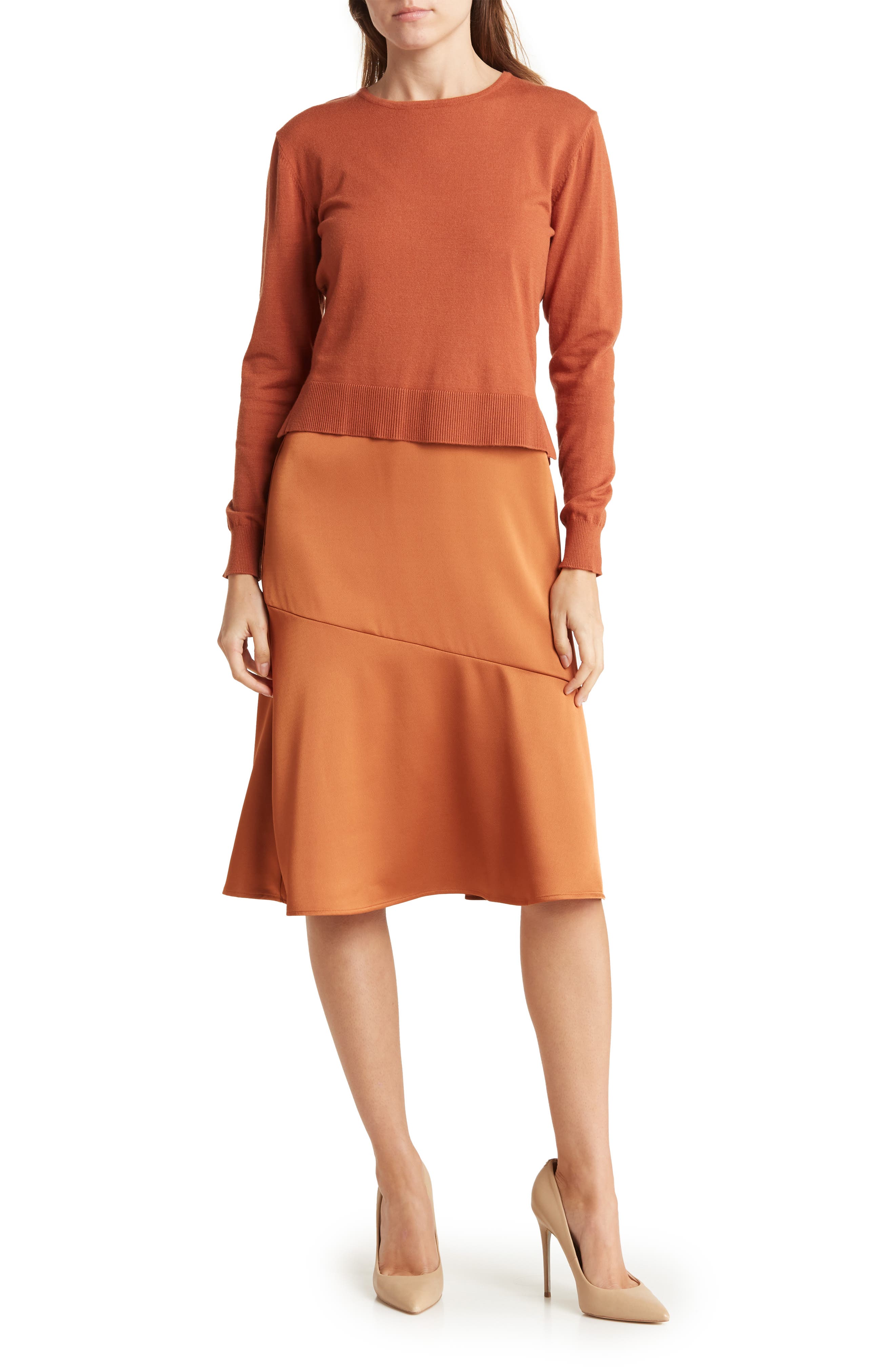 Sam Edelman Slipdress & Long Sleeve Sweater Two-Piece Set