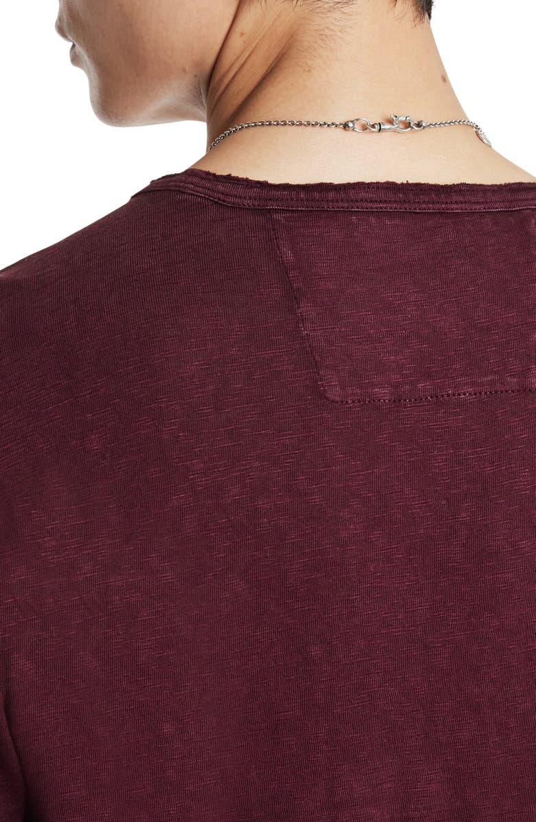John Varvatos Sid Raw Edge Organic Cotton Long Sleeve T-Shirt, Alternate, color, Dark Plum
