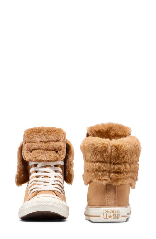 Converse Chuck Taylor All Star Faux Fur Foldover High Top Sneaker In Brown