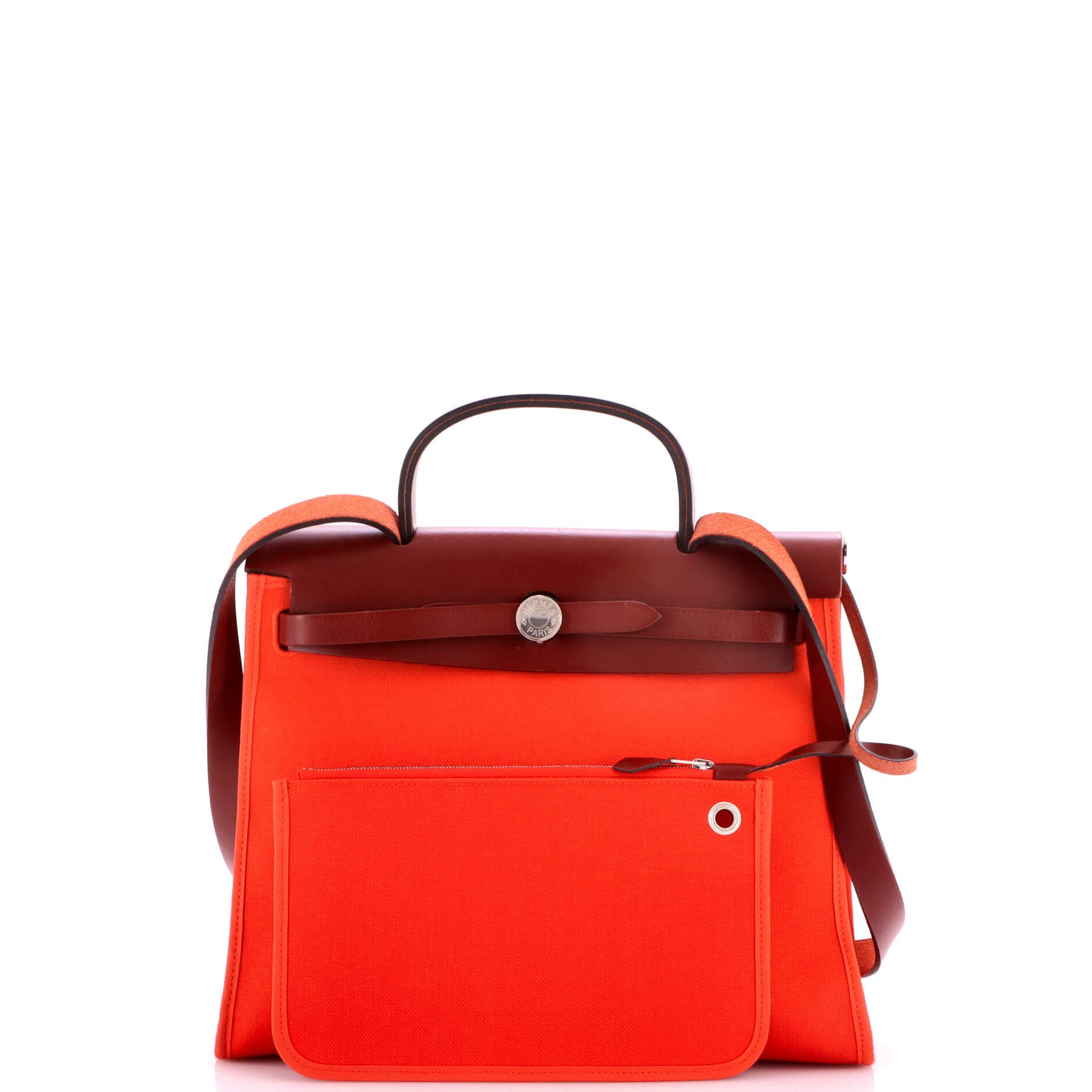 Pre-Owned Hermes Herbag Zip Leather and Toile 31, Alternate, color, Mecano