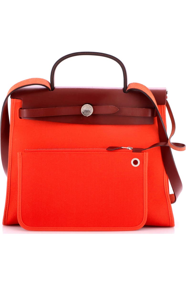 Pre-Owned Hermes Herbag Zip Leather and Toile 31, Alternate, color, Mecano