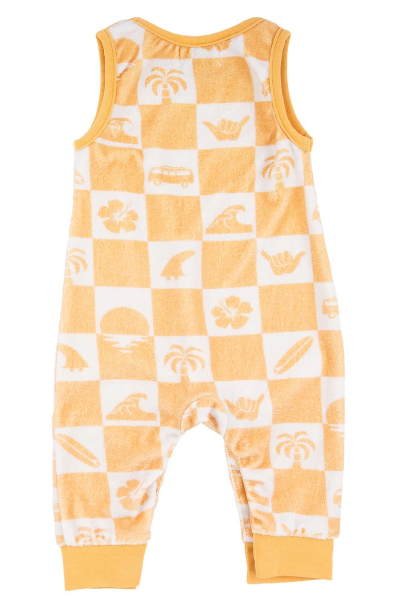 Miki Miette Drew Check Print Cotton Terry Tank Romper, Alternate, color,