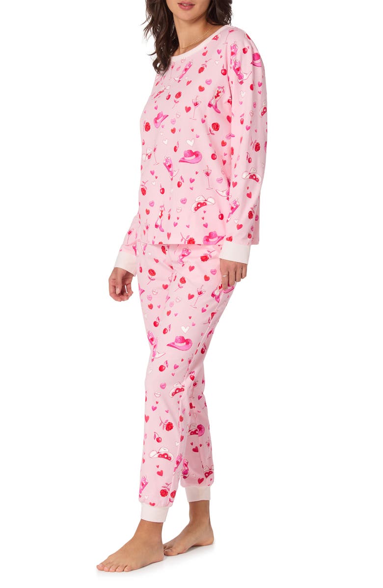 BedHead Pajamas Print Stretch Organic Cotton Pajamas, Alternate, color, Giddy Up Galentine