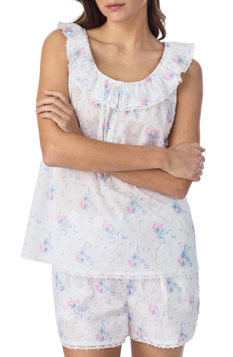 Eileen West Swiss Dot Cotton Shortie Pajamas, Alternate, color, 