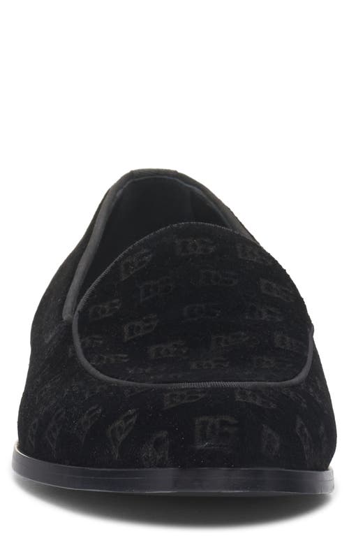 Dolce & Gabbana 'vivaldi' Black Loafers With All-over Logo Lettering In 80999-nero
