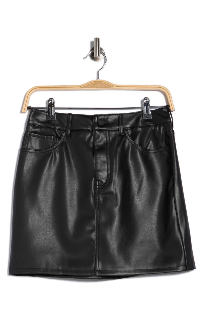 DKNY Jeans Faux Leather Five-Pocket Miniskirt, Alternate, color, Black