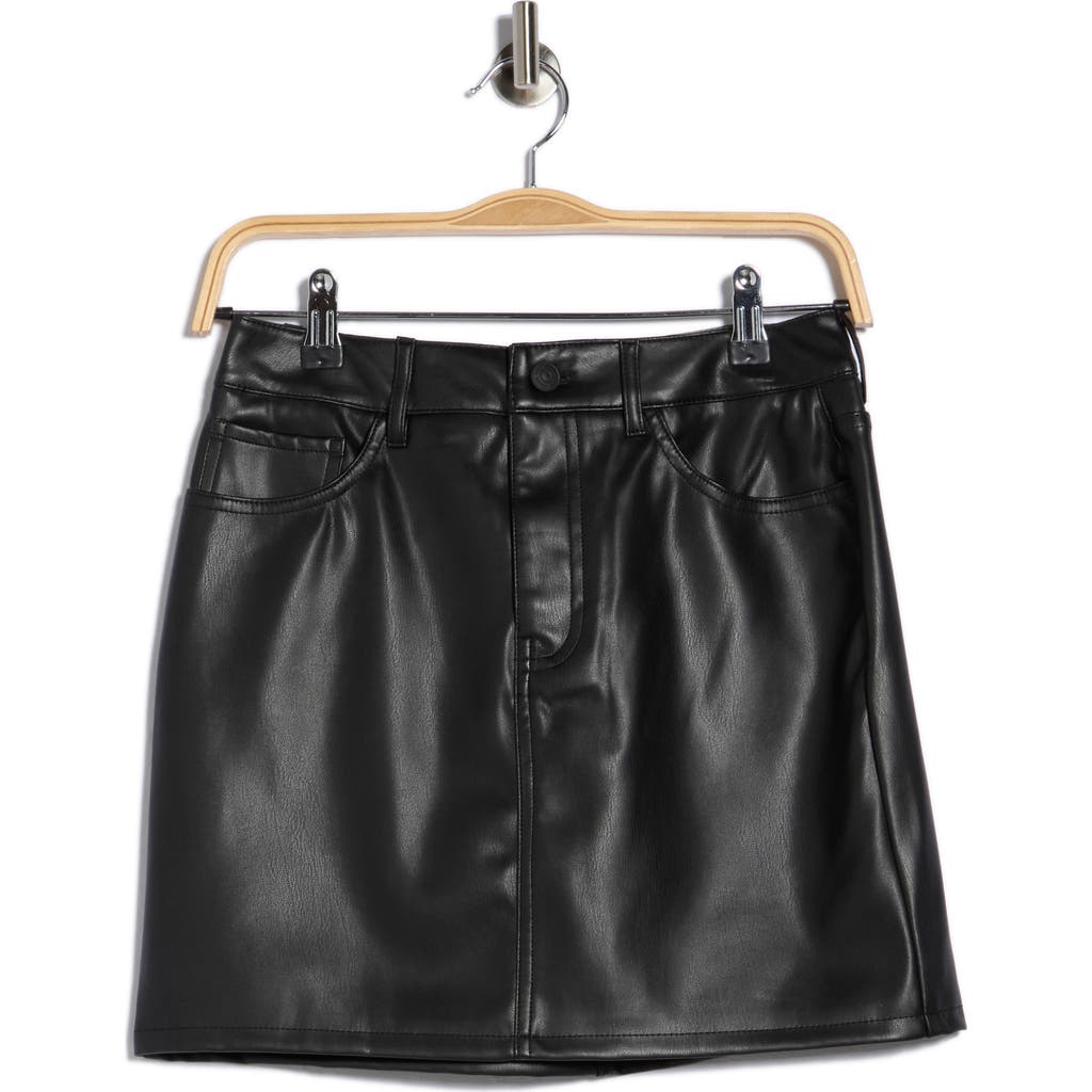 Dkny Jeans Faux Leather Five-pocket Miniskirt In Black