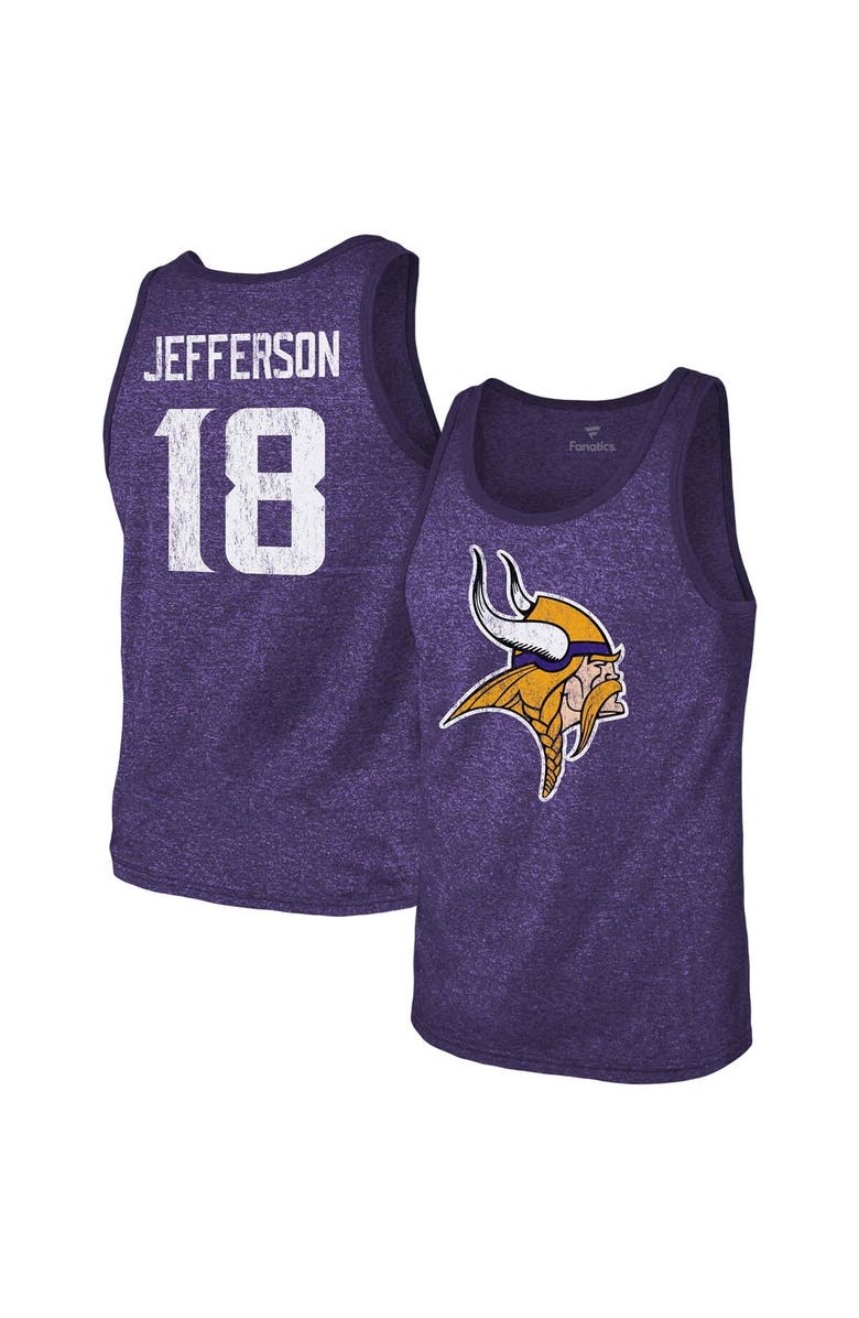 Majestic Threads Men's Majestic Threads Justin Jefferson Purple Minnesota Vikings Name & Number Tri-Blend Tank Top, Main, color,