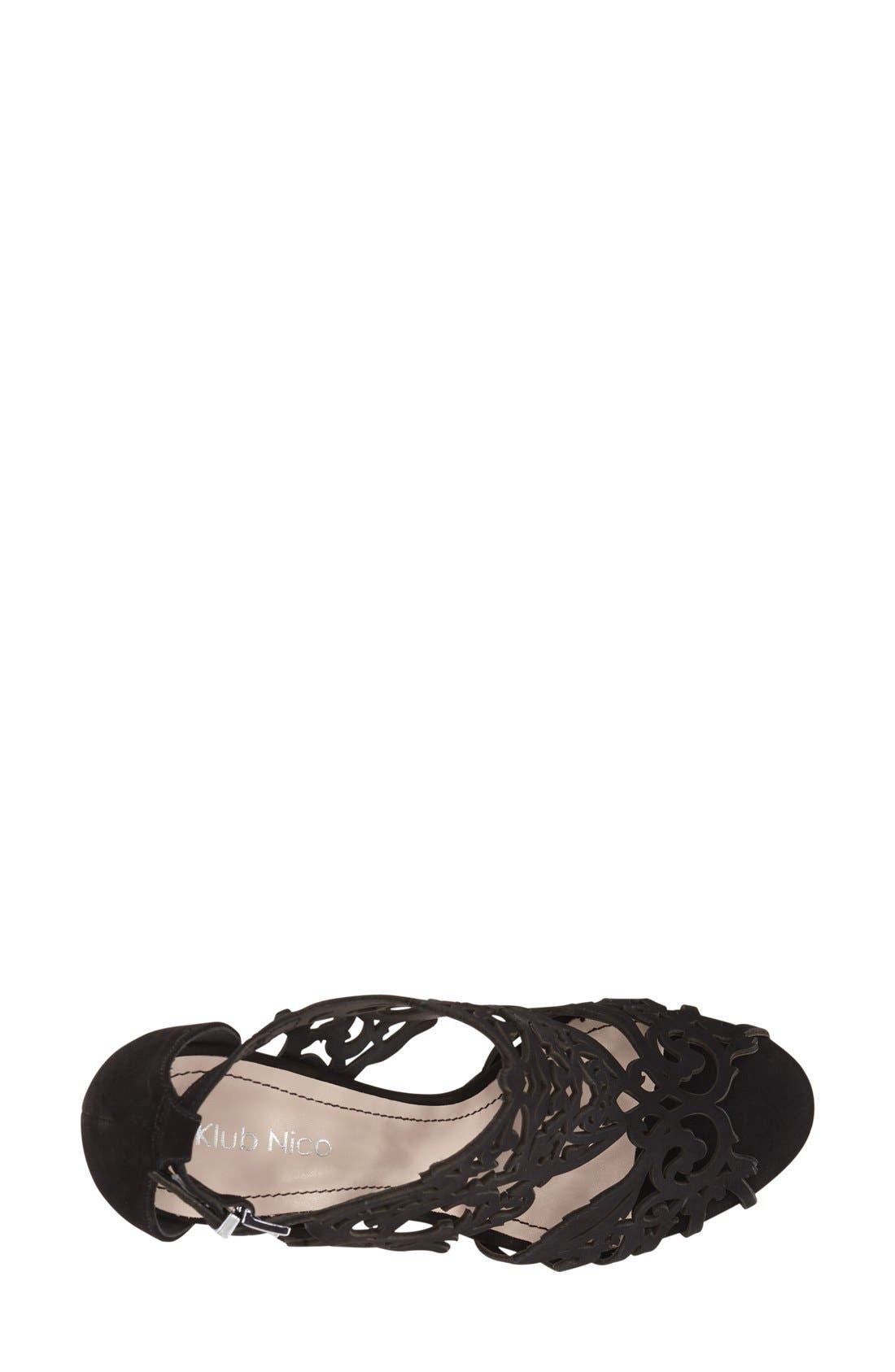 Marcela 3 Laser Cutout Sandal, Alternate, color, BLACK NUBUCK LEATHER
