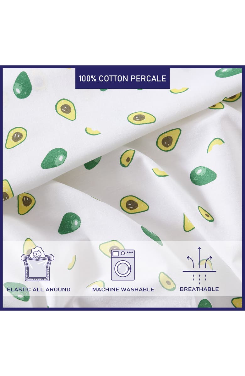 POPPY AND FRITZ Avocado Print 200 Thread Count Cotton Percale Sheet Set, Alternate, color, Green