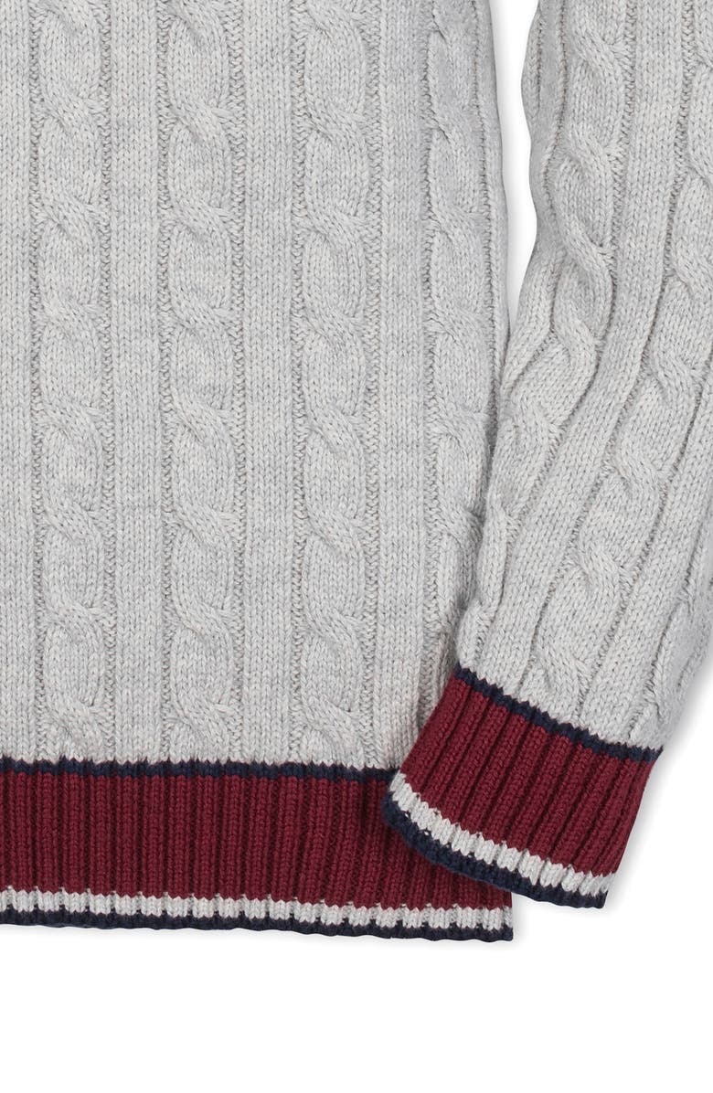 Hope & Henry Kids' Organic Long Sleeve V-Neck Cricket Sweater, Alternate, color, Light Gray Heather