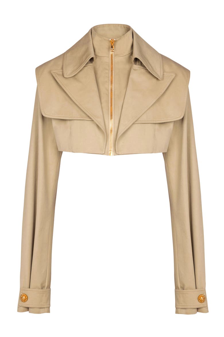 Cropped gabardine jacket, Alternate, color, beige