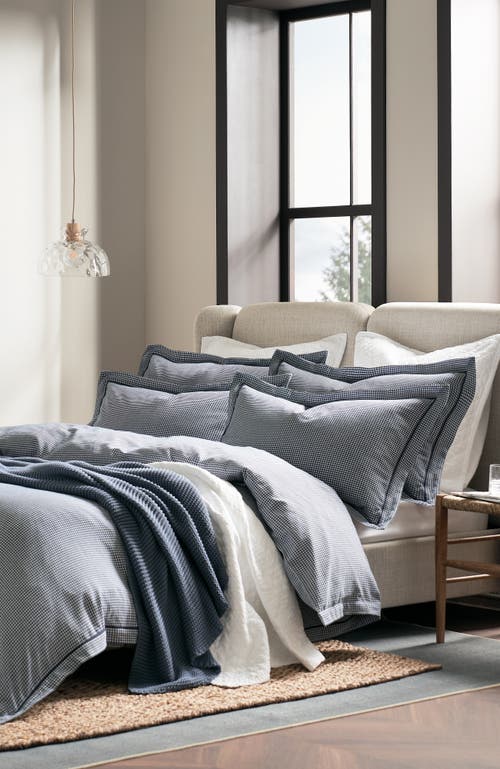 Christy Gingham Oxford Luxury Cotton Duvet Cover Sets In Blue