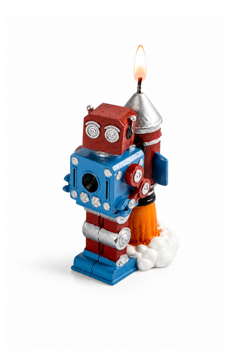 Vintage Robot Rocket Candle