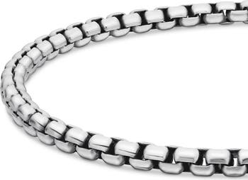 Men's Box Chain Bracelet in Sterling Silver, 4mm