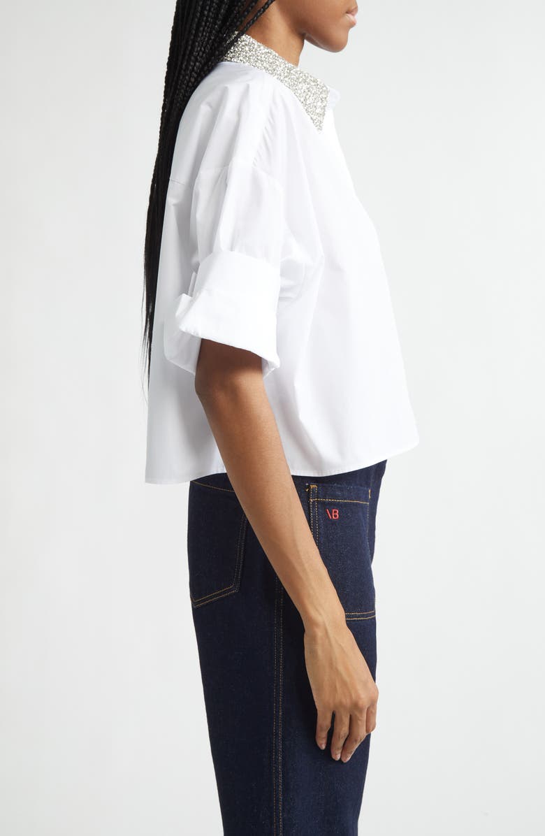 TWP Next Ex Crystal Collar Cotton Shirt, Alternate, color, White