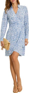 Tommy Bahama Carmela Coastal Sands Long Sleeve Wrap Shirtdress