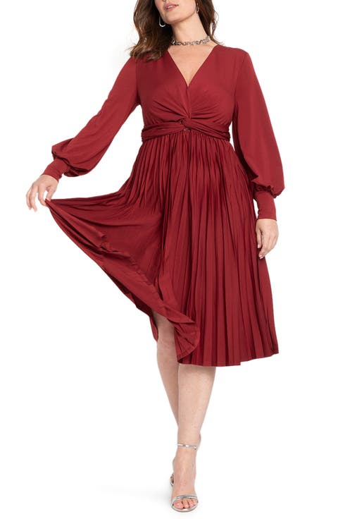 Knot Front Pleated Skirt Dress