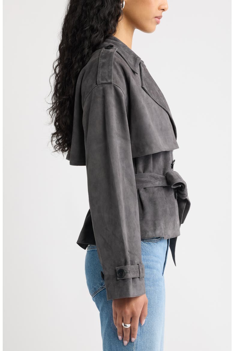 Suede Trench Jacket, Alternate, color, GREY MAGNET