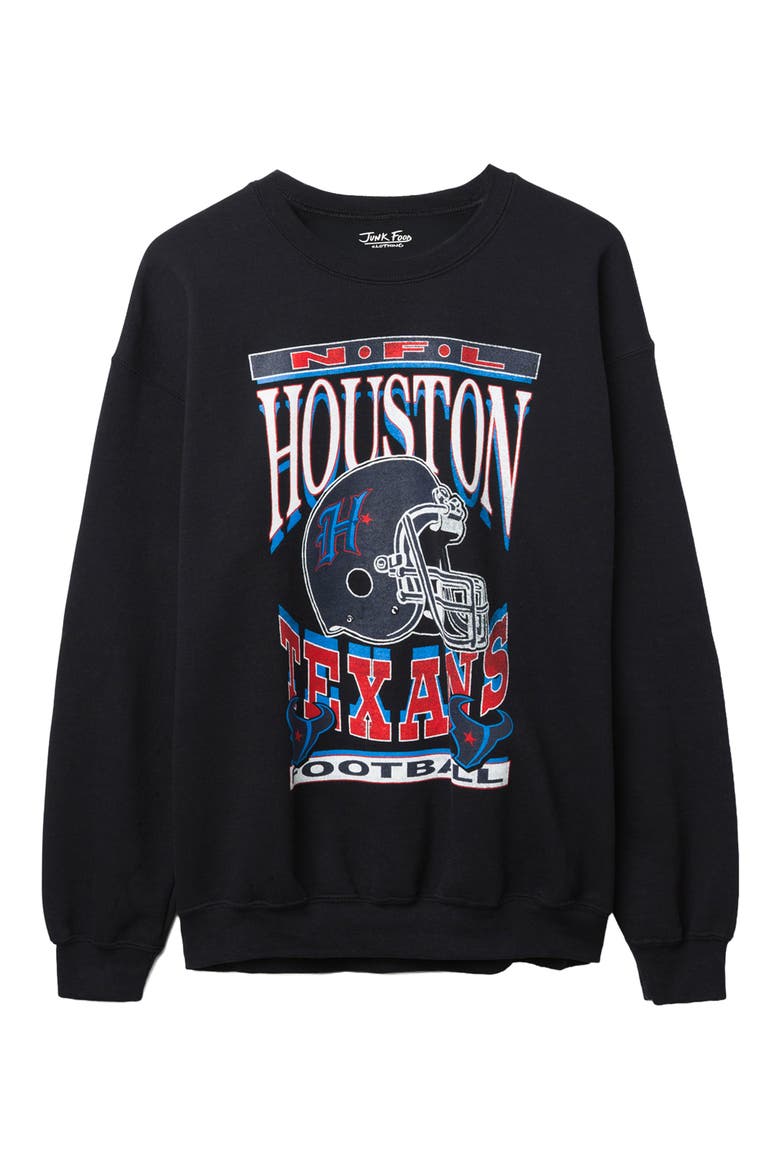 Texans Helmet Crewneck Cotton Blend Sweatshirt, Main, color, BLACK