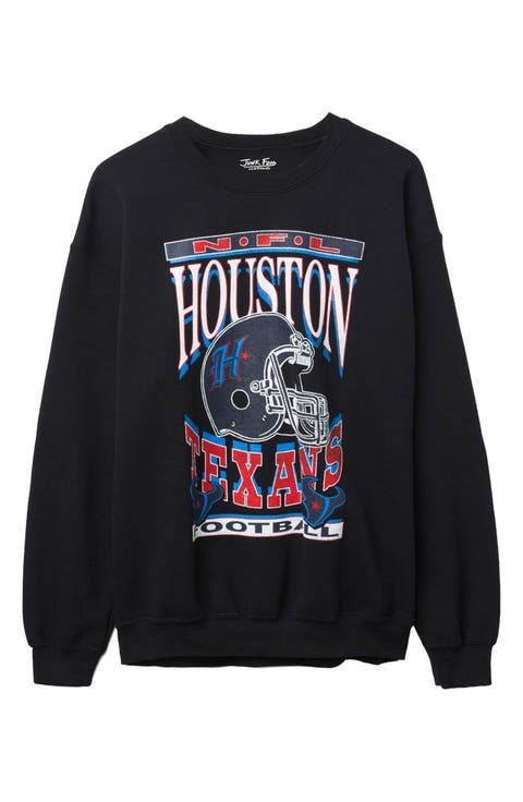 Texans Helmet Crewneck Cotton Blend Sweatshirt