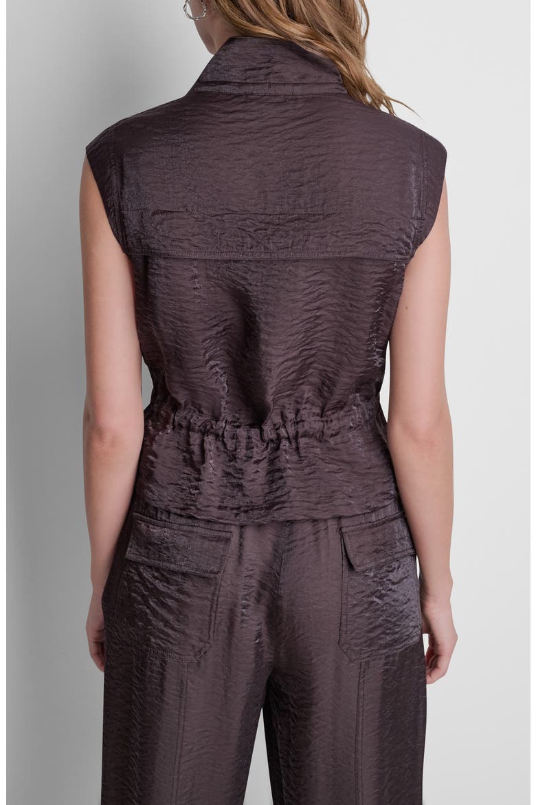 Cap Sleeve Twinkle Tie Front Vest, Alternate, color, TOBACCO