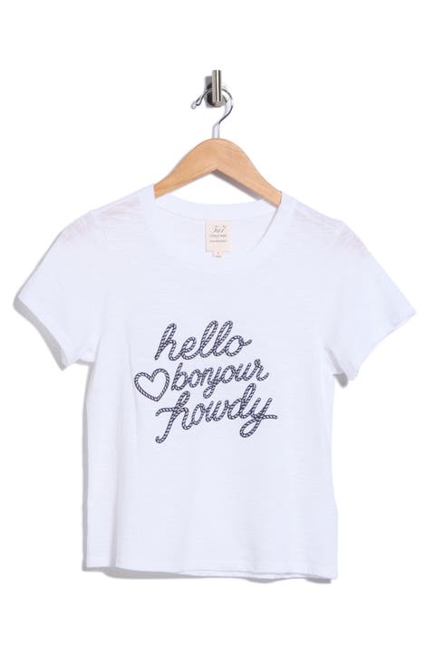 Hello Bonjour Shrunken Graphic T-Shirt