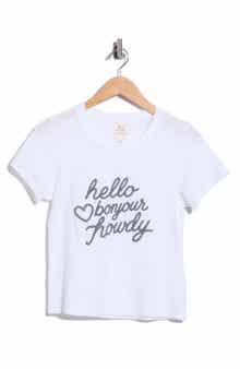 Hello Bonjour Shrunken Graphic T-Shirt