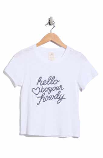 Hello Bonjour Shrunken Graphic T-Shirt