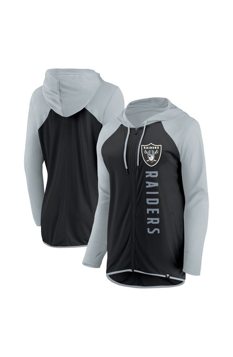 FANATICS Women's Fanatics Branded Black/Silver Las Vegas Raiders Forever Fan Full-Zip Hoodie, Main, color, Black
