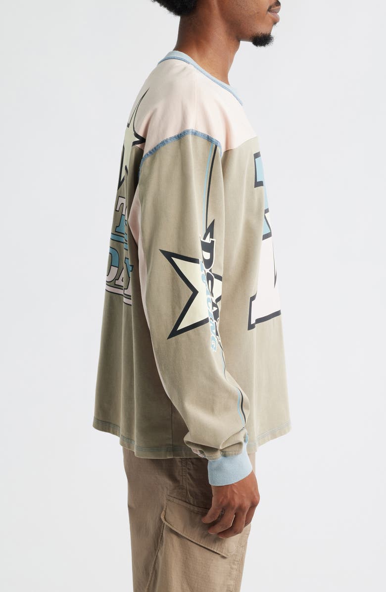 DIET STARTS MONDAY Supercross Long Sleeve Cotton Graphic T-Shirt, Alternate, color, Pink/Grey