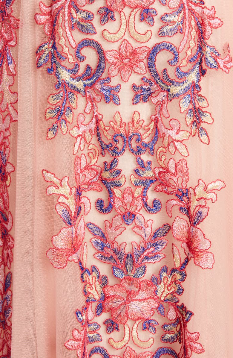 Tadashi Shoji Embroidered Floral Tulle Gown, Alternate, color, 
