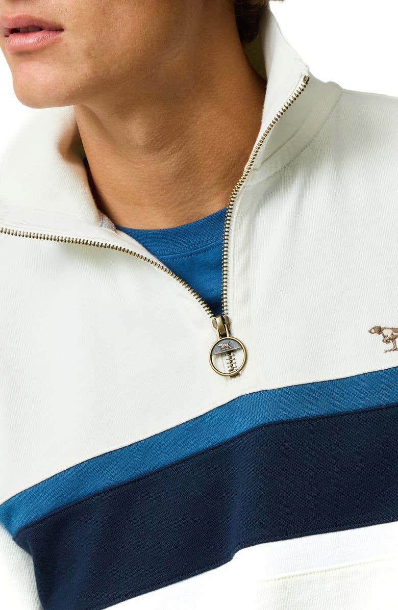 Rodd & Gunn Chesterfield Chest Stripe Quarter Zip Long Sleeve Polo, Alternate, color, Bone