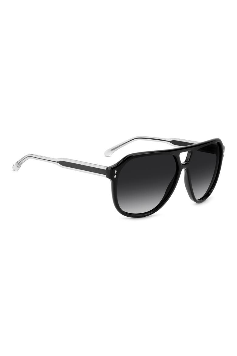 60mm Gradient Pilot Sunglasses, Alternate, color, BLACK/ DARK GREY SF