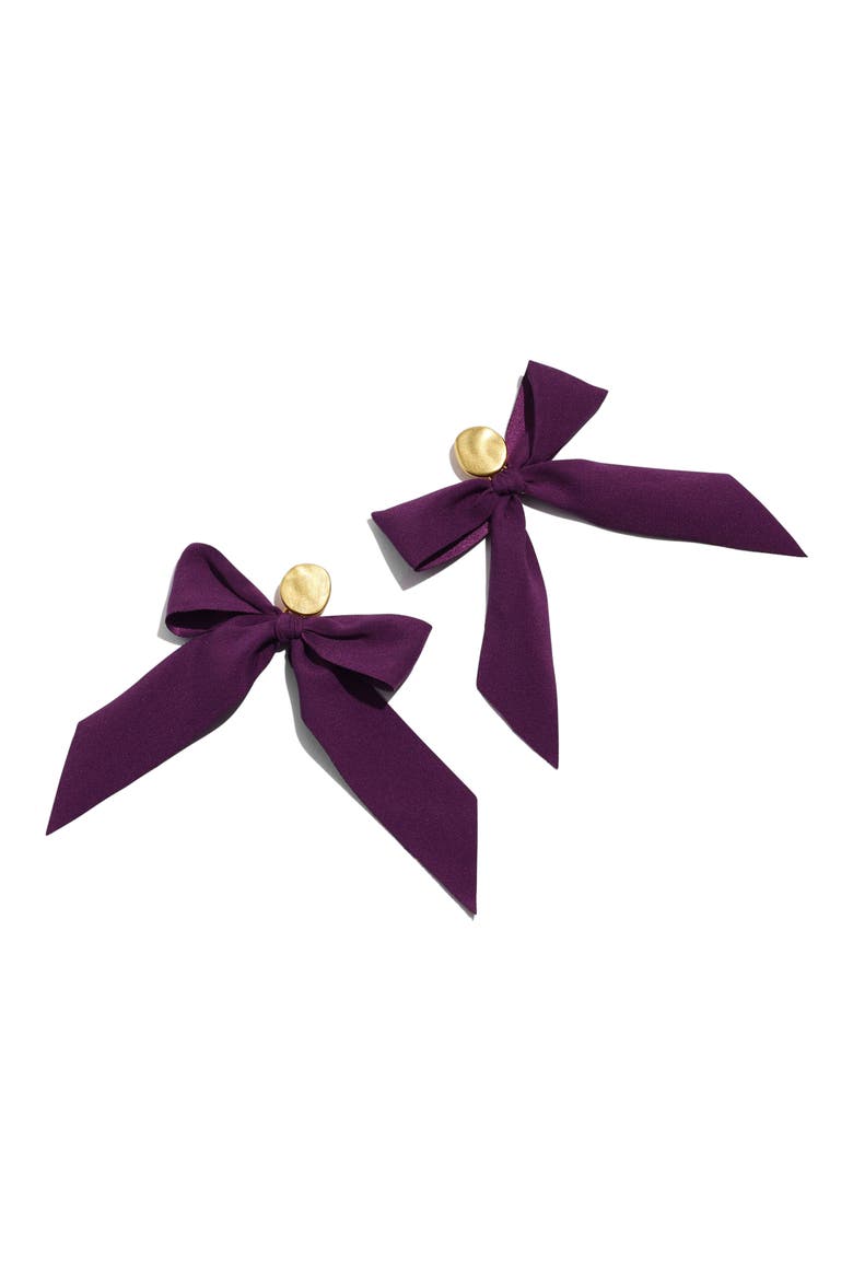 Satin Bow Statement Earrings, Main, color, BURNISHED ROSE