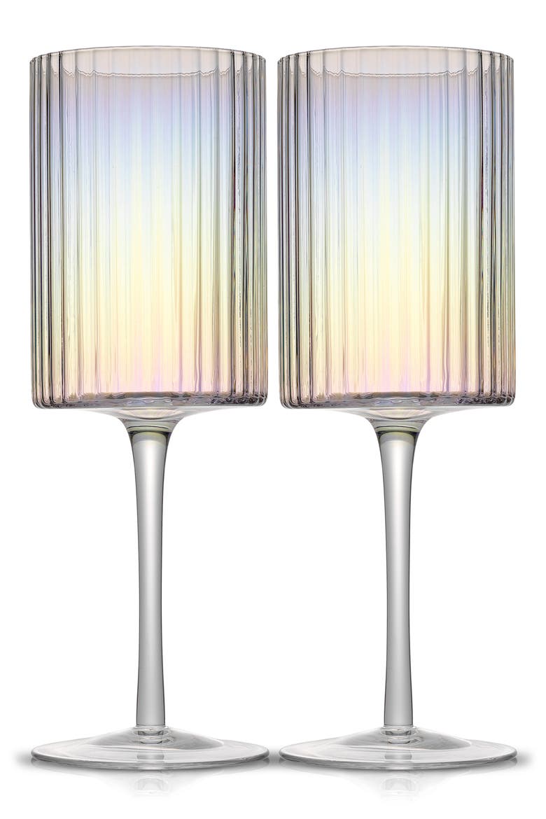 Christian Siriano Set of 2 Stunning Chroma Iridescent Wine Glasses, Alternate, color, CLEAR